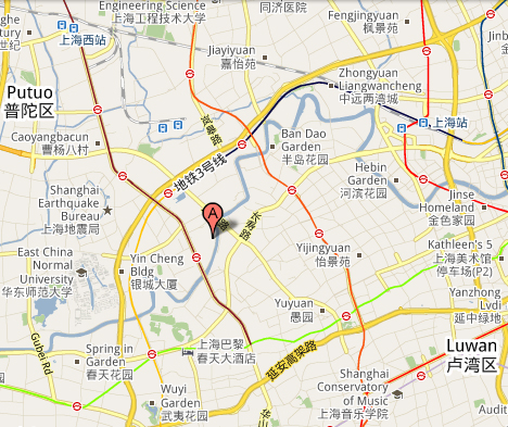 Landkarte des des Holiday Inn Express Putuo Shanghai s